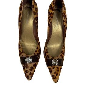 Naturalizer Leopard Print Heels‎ w/ Rhinestone Bow (7M